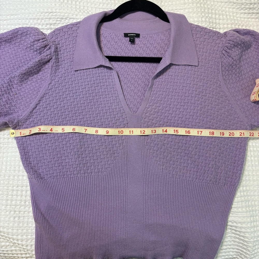 Express Lilac Collared Patterned Knit Short Puff … - image 7